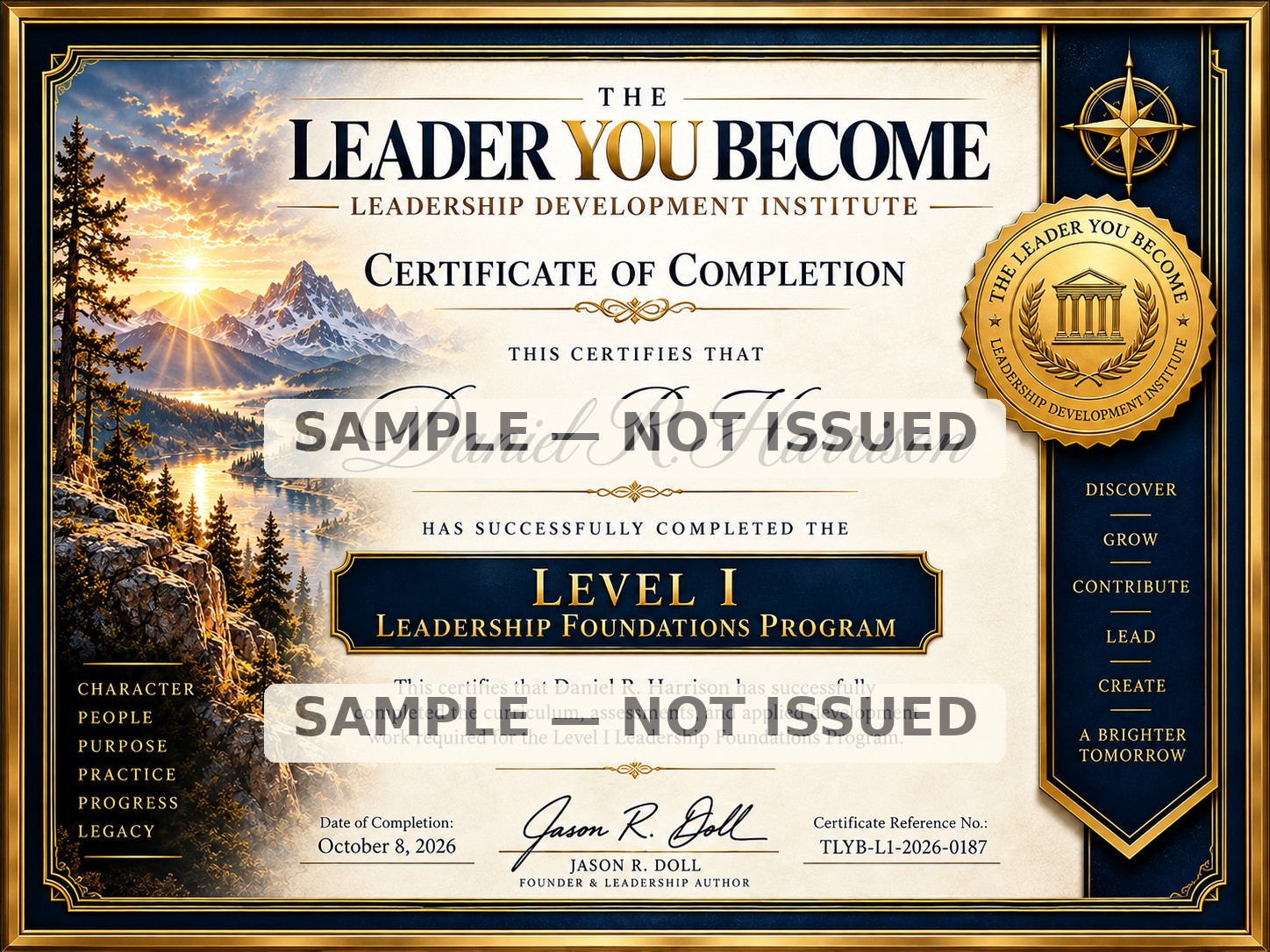 Sample Level I leadership foundations certificate