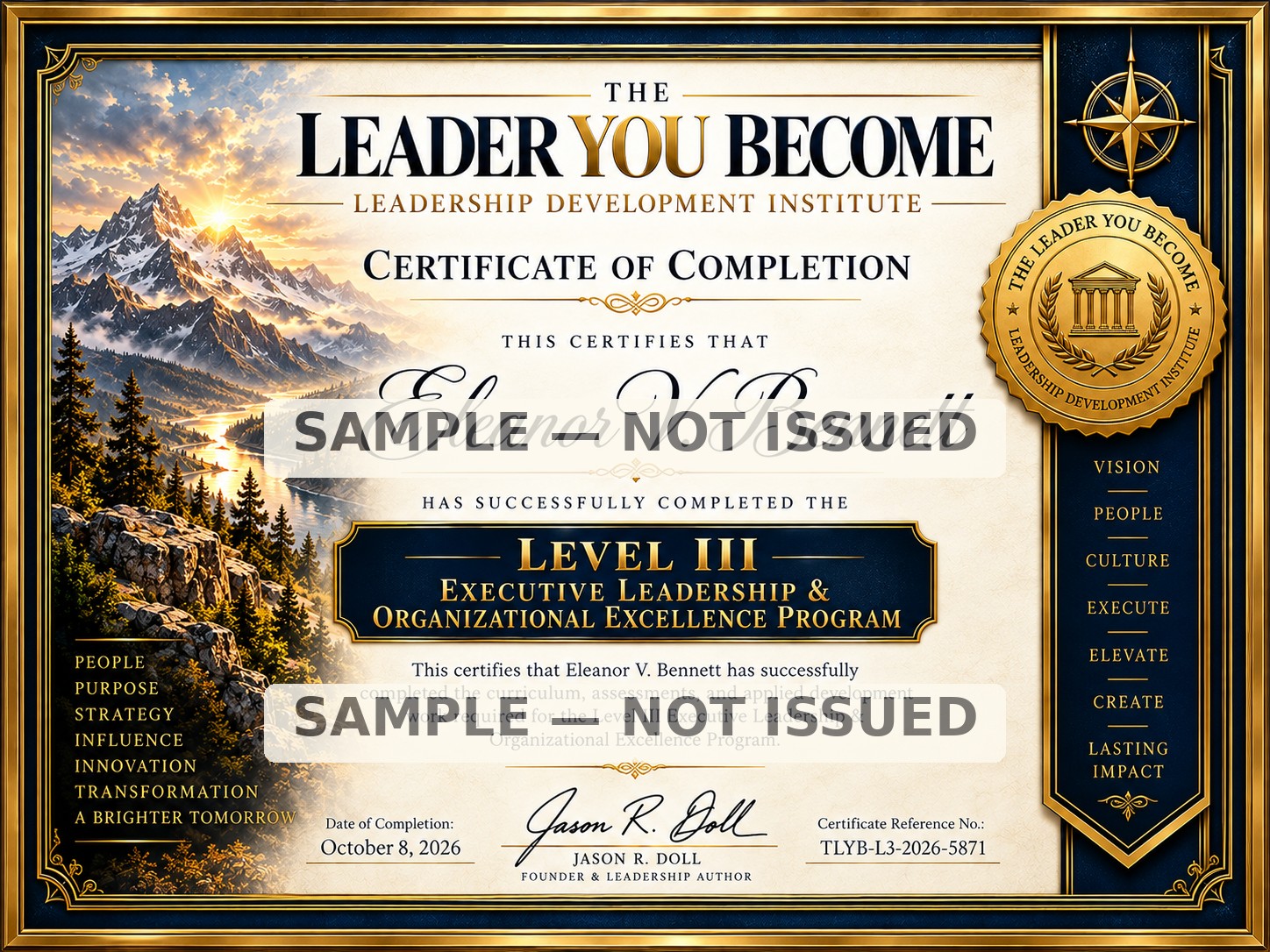 Sample Level III executive leadership certificate