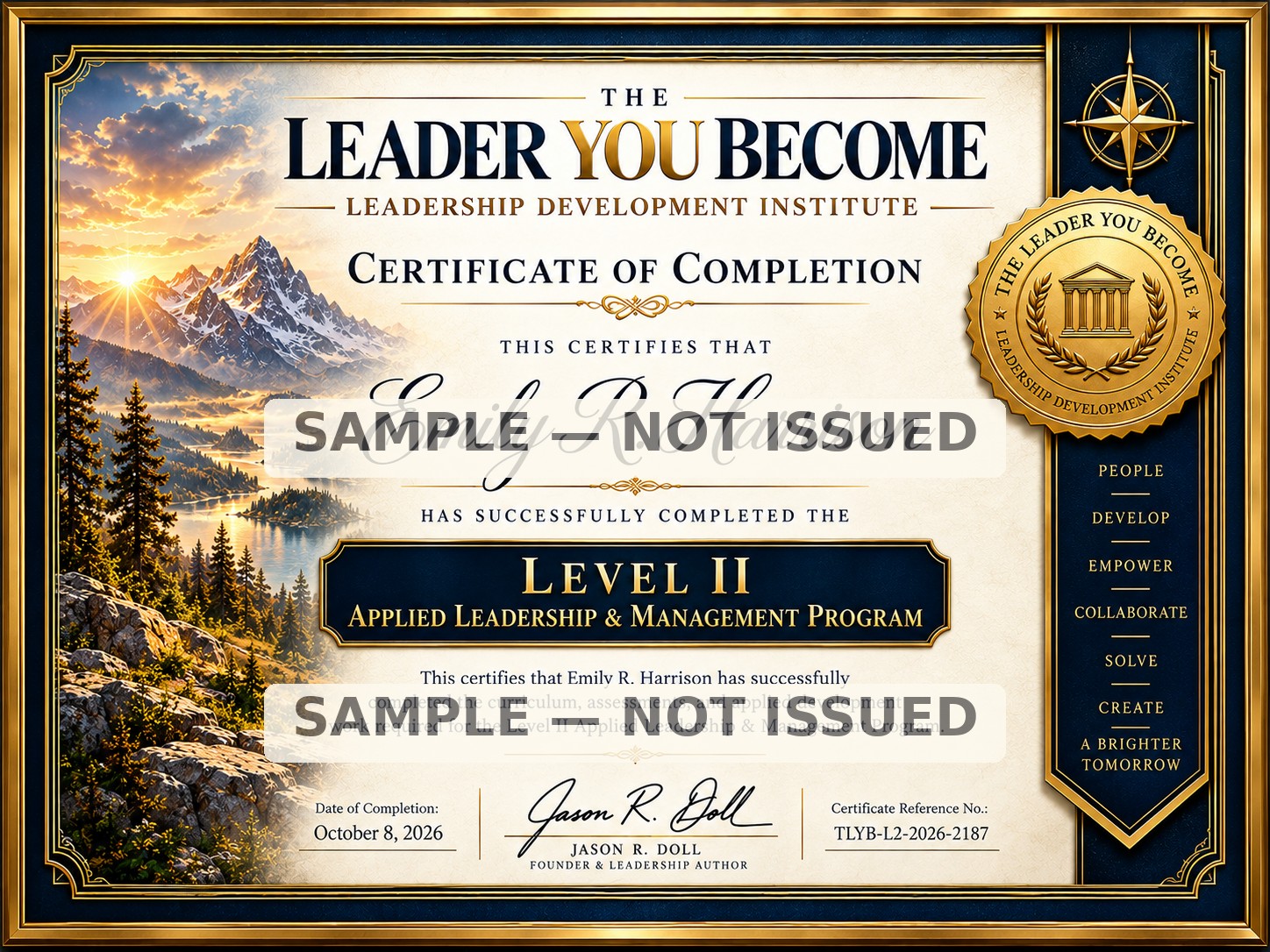 Sample Level II leadership management certificate