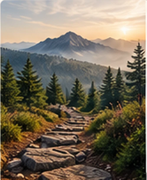 Path through mountain forest representing management development